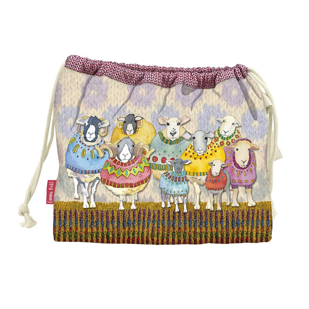 Sheep in Sweaters Drawstring Bag