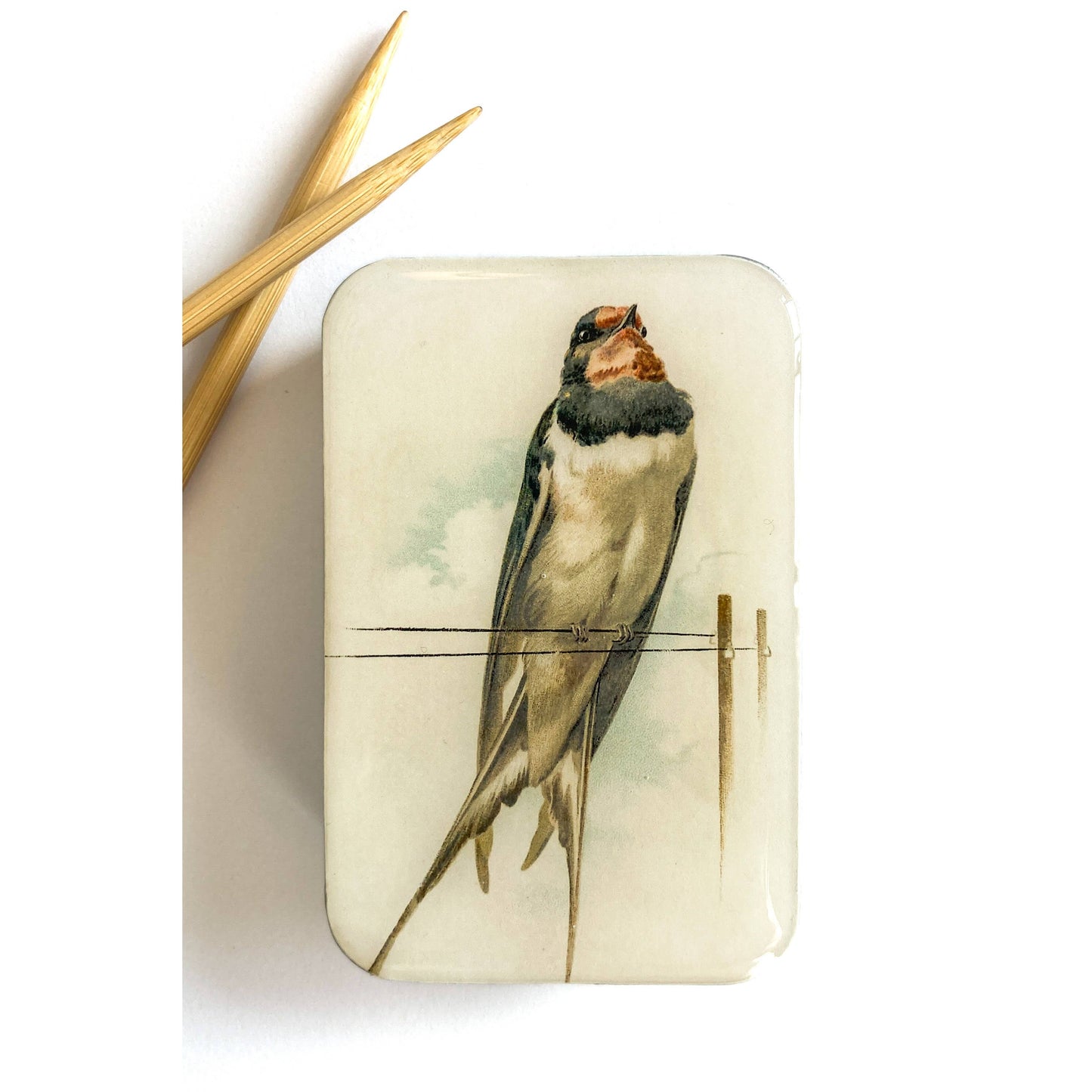 Handcrafted Vintage French Swallow Illustrated Stitch Marker