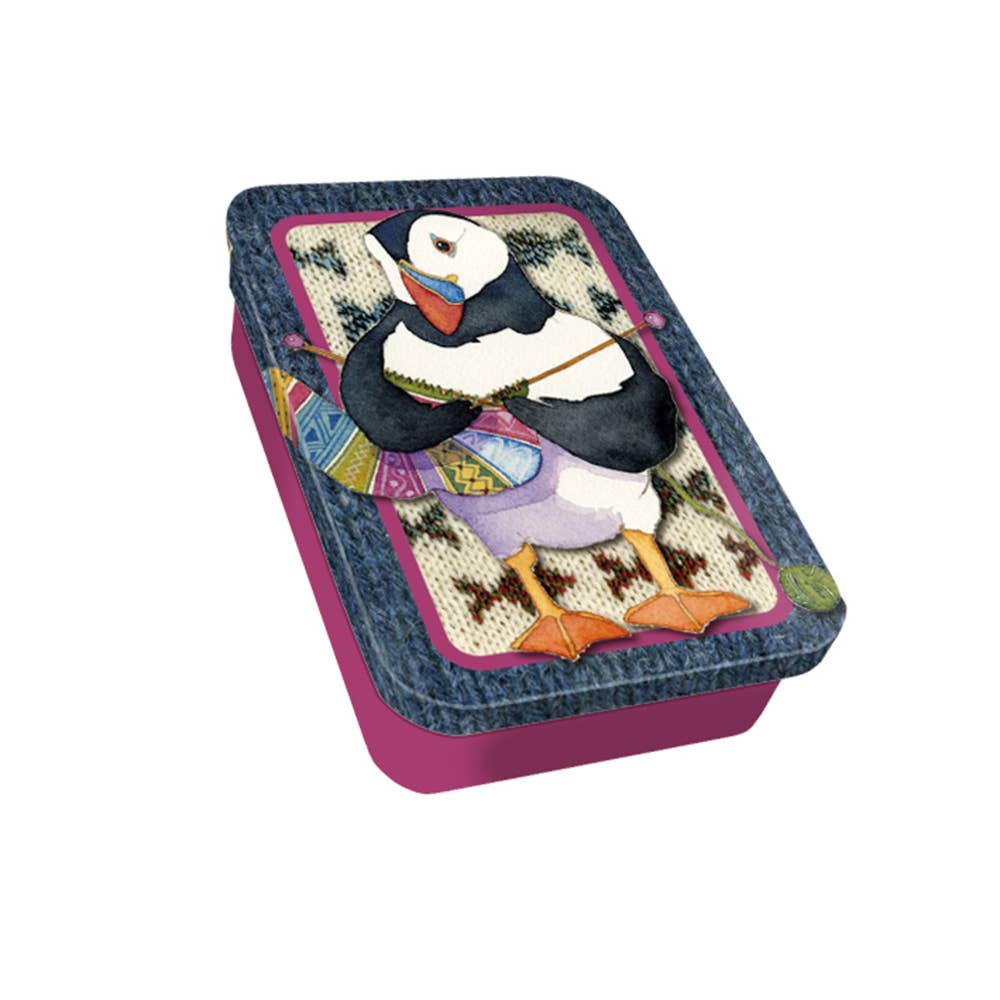 Knitting Puffin, Pocket Tin