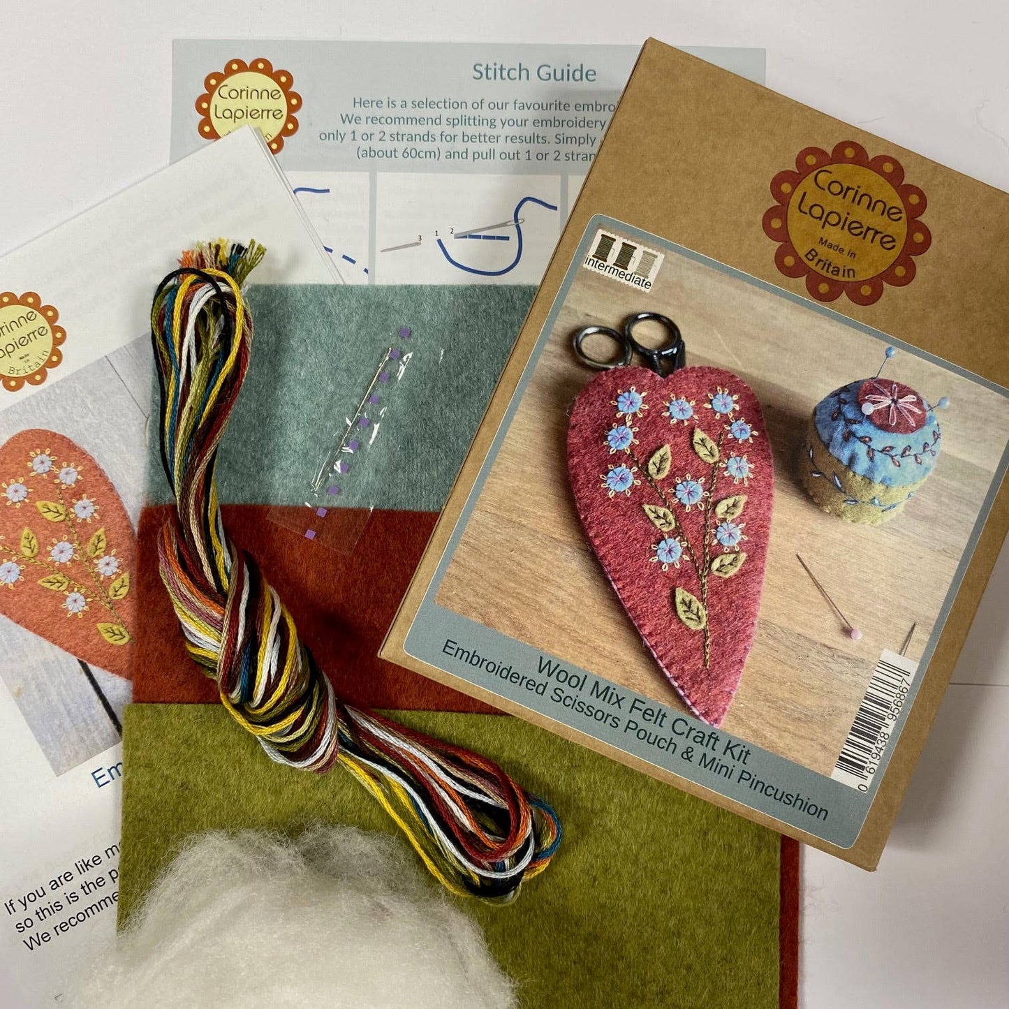 Scissors Pouch and Mini Pin Cushion Felt Craft Mini Kit - Corinne Lapierre