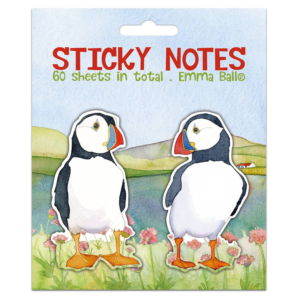 Sea thrift Puffins Sticky Note Set by Emma Ball