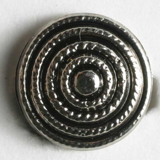 Metallized plastic button with helical ornament antique silver (11mm)