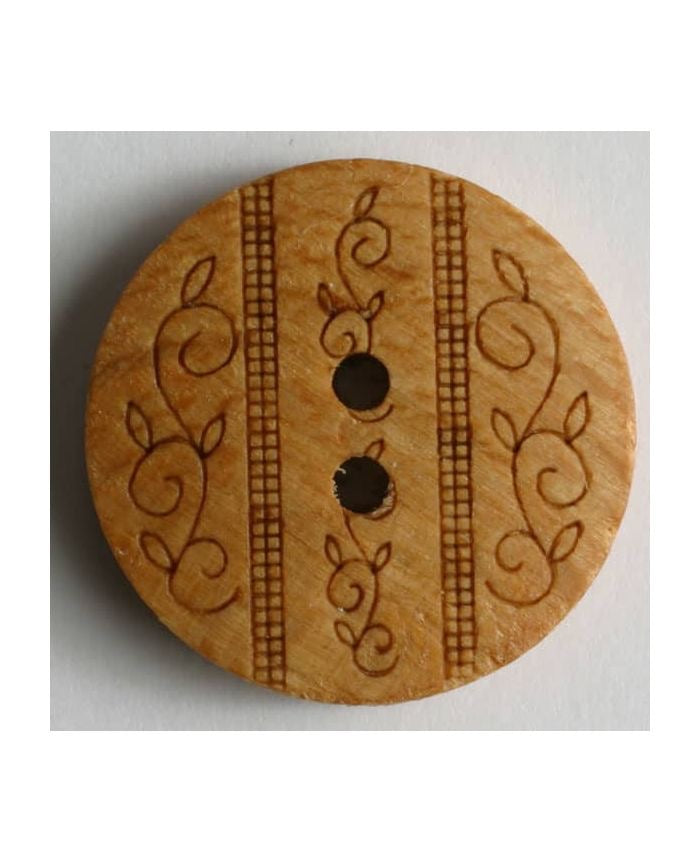 Wooden button with leave detail (18mm)