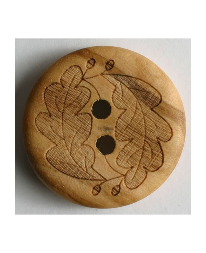 Wooden Button with leave detail