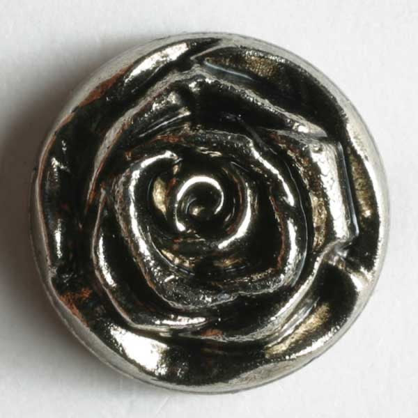 Metallized plastic button flower shaped 14mm
