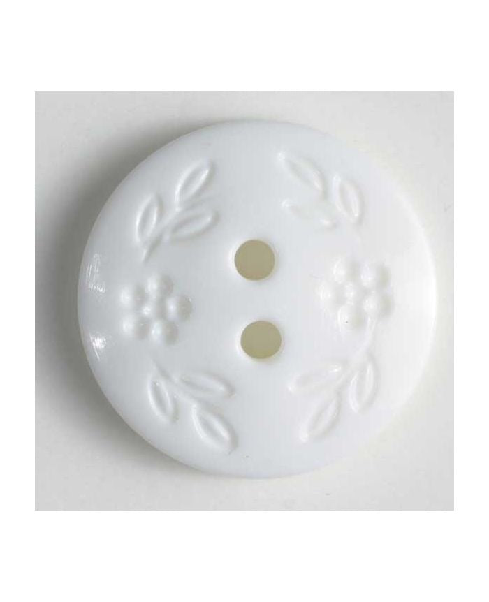 White Fashion Button with discreet flower pattern 11mm