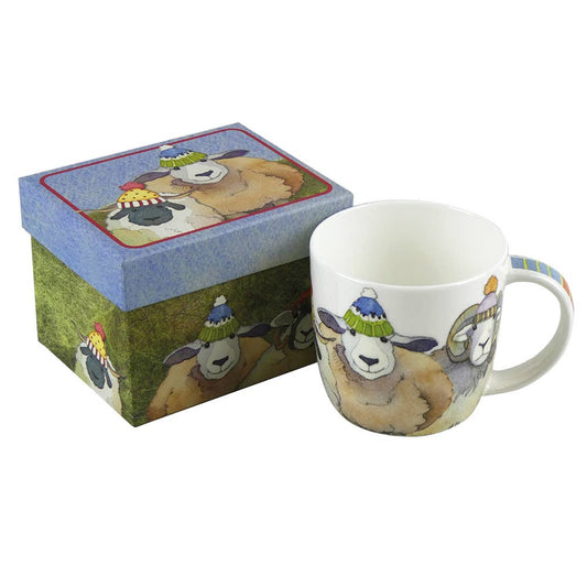 Happy Sheep China Mug With Gift Box by Emma Ball